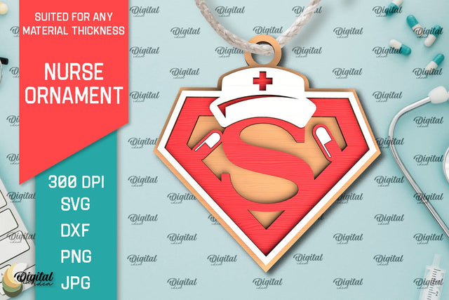 Nurse Ornament Laser Cut. Nurse Wooden Ornament SVG SVG Evgenyia Guschina 