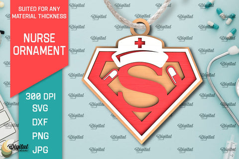 Nurse Ornaments Laser Cut Bundle. Wooden Ornaments SVG SVG Evgenyia Guschina 
