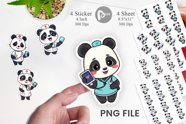 Nurse Panda Sticker Vol 2 Sublimation artnoy 