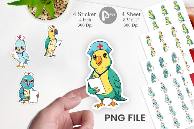 Nurse Parrot Sticker Vol 2 Sublimation artnoy 