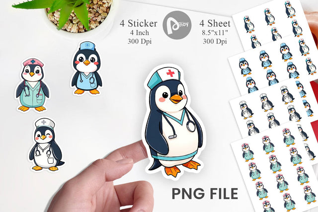 Nurse Penguin Sticker Vol 2 Sublimation artnoy 