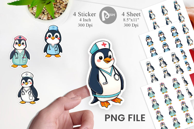 Nurse Penguin Sticker Vol 2 Sublimation artnoy 