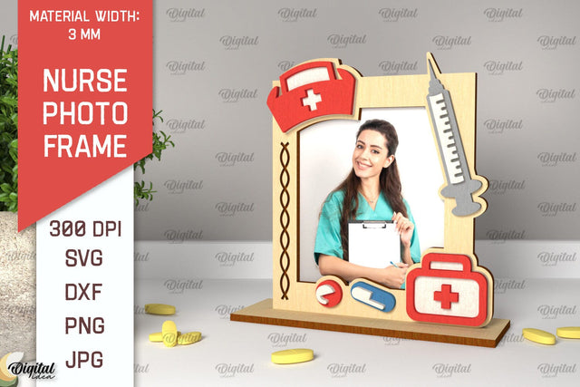 Nurse Photo Frame Laser Cut. Nurse Frame SVG Design SVG Evgenyia Guschina 