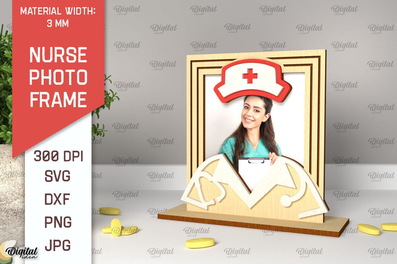 Nurse Photo Frame Laser Cut. Nurse Frame SVG Design SVG Evgenyia Guschina 