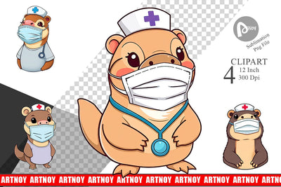 Nurse Platypus Clipart Sublimation artnoy 