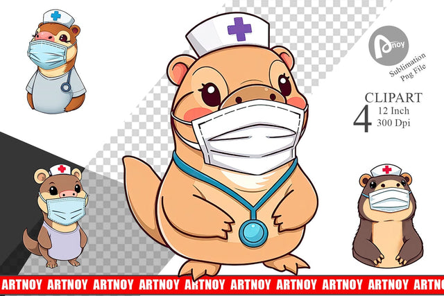 Nurse Platypus Clipart Sublimation artnoy 