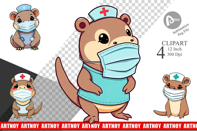 Nurse Platypus Clipart Sublimation artnoy 