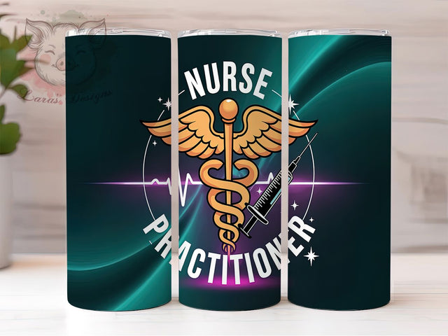 Nurse Practitioner Medical Tumbler, Medical Professional Wrap, 20oz Sublimation Wrap, Healthcare Worker Cup, RN Gift Tumbler, Stethoscope Design, Medical Career Art Sublimation Lara' s Designs 