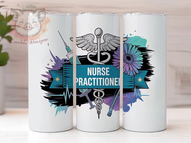Nurse Practitioner Medical Tumbler, Medical Professional Wrap, 20oz Sublimation Wrap, Healthcare Worker Cup, RN Gift Tumbler, Stethoscope Design, Medical Career Art Sublimation Lara' s Designs 
