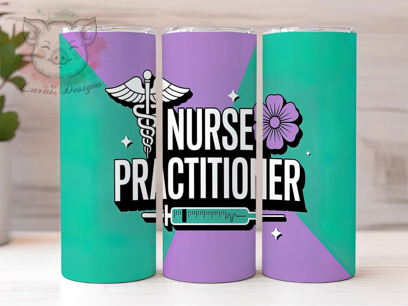 Nurse Practitioner Medical Tumbler, Medical Professional Wrap, 20oz Sublimation Wrap, Healthcare Worker Cup, RN Gift Tumbler, Stethoscope Design, Medical Career Art Sublimation Lara' s Designs 