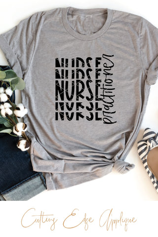 Nurse Practitioner Stacked SVG, PNG, DXF SVG Cutting Edge Applique 