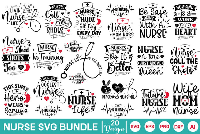 Nurse Quotes SVG Bundle, Nurse SVG Bundle, SVGs, Quotes and Sayings, Food & Drink, On Sale, Print & Cut SVG DesignPlante 503 