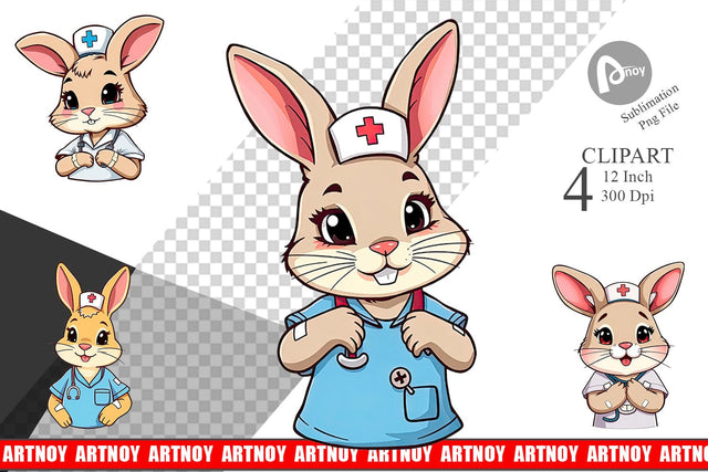 Nurse Rabbit Clipart Sublimation artnoy 