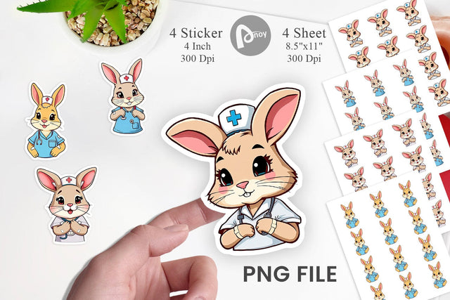 Nurse Rabbit Sticker Vol 2 Sublimation artnoy 