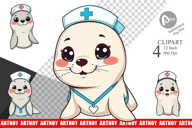 Nurse Seal Clipart Sublimation artnoy 