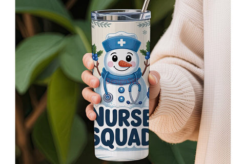 Nurse Snowman Squad 20oz Tumbler Wrap Sublimation DesignSVG 