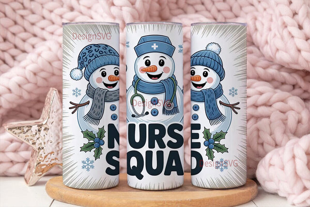 Nurse Snowman Squad 20oz Tumbler Wrap Sublimation DesignSVG 