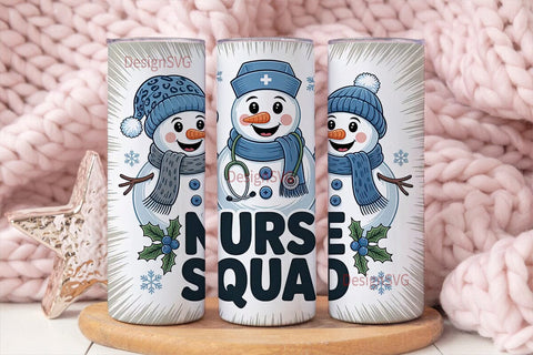 Nurse Snowman Squad 20oz Tumbler Wrap Sublimation DesignSVG 