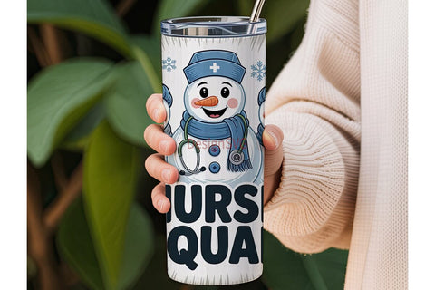 Nurse Snowman Squad 20oz Tumbler Wrap Sublimation DesignSVG 