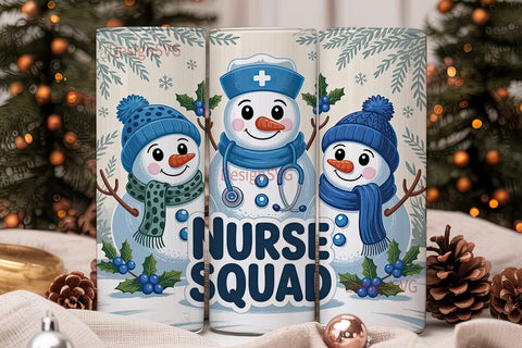 Nurse Snowman Squad 20oz Tumbler Wrap Sublimation DesignSVG 