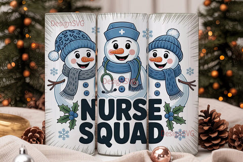 Nurse Snowman Squad 20oz Tumbler Wrap Sublimation DesignSVG 