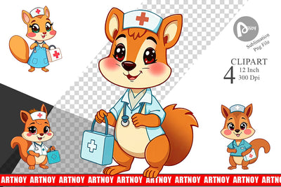 Nurse Squirrel Clipart Sublimation artnoy 
