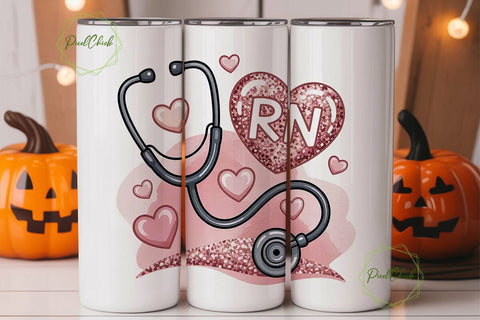 Nurse Stethoscope 20oz Tumbler Wrap Sublimation PixelChick 