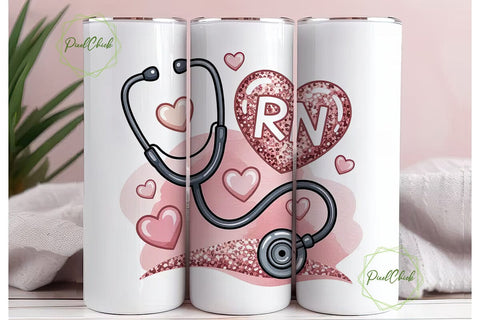 Nurse Stethoscope 20oz Tumbler Wrap Sublimation PixelChick 