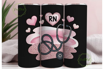 Nurse Stethoscope 20oz Tumbler Wrap Sublimation PixelChick 