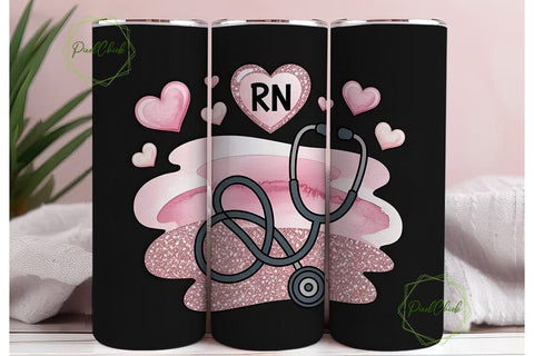 Nurse Stethoscope 20oz Tumbler Wrap Sublimation PixelChick 