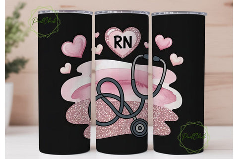 Nurse Stethoscope 20oz Tumbler Wrap Sublimation PixelChick 