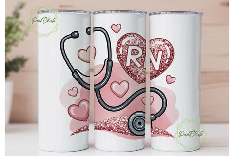 Nurse Stethoscope 20oz Tumbler Wrap Sublimation PixelChick 