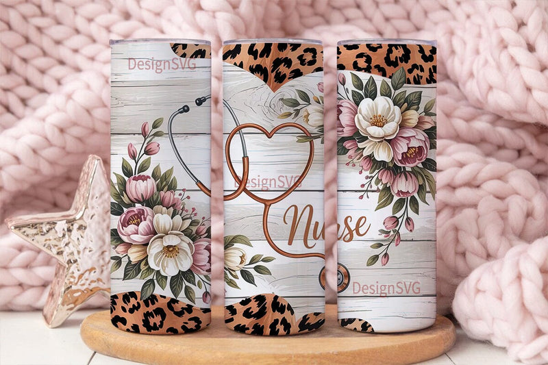 Nurse Stethoscope Heart 20oz Tumbler Sublimation DesignSVG 