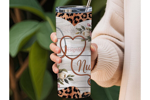 Nurse Stethoscope Heart 20oz Tumbler Sublimation DesignSVG 