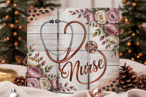 Nurse Stethoscope Heart 20oz Tumbler Sublimation DesignSVG 