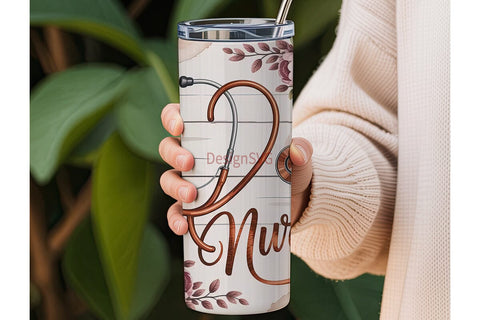 Nurse Stethoscope Heart 20oz Tumbler Sublimation DesignSVG 