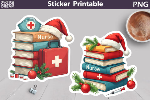 Nurse Sticker | Christmas Nurse Sticker Sublimation WatercolorColorDream 