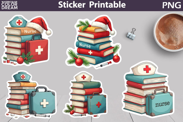 Nurse Sticker | Christmas Nurse Sticker Sublimation WatercolorColorDream 