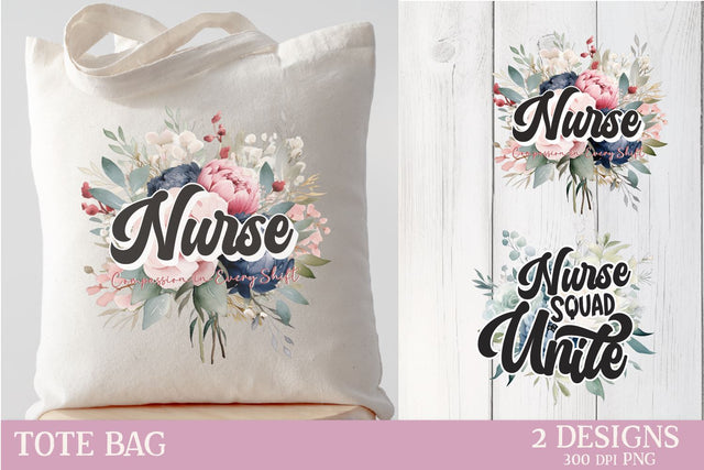Nurse Sublimation Design | Nurse Tote Bag Sublimation PNG Sublimation Petunia Digital Design 