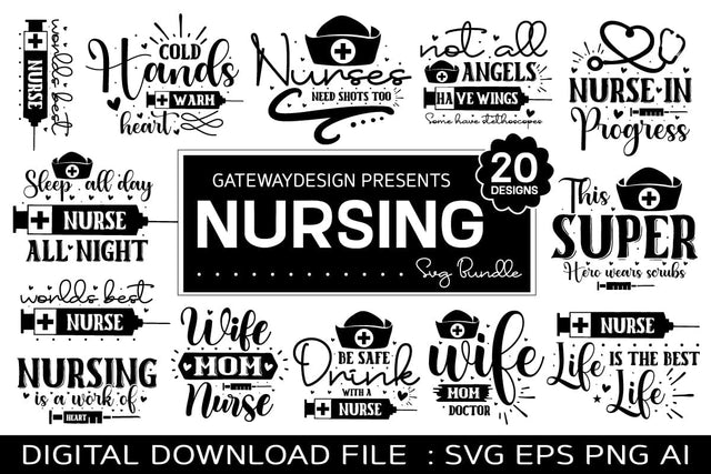 Nurse svg bundle, Nursing Svg Bundle /20 design SVG designmaster24 