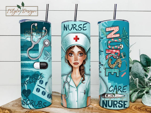 Nurse Tumbler Wrap, 20oz Skinny Tumbler PNG, Seamless Sublimation Nursing Design, Nurse Life Tumbler, Nurse PNG Design, Tumbler Template Sublimation iStyleDesign 
