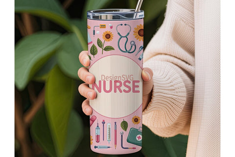Nurse Tumbler Wrap 20oz Sublimation DesignSVG 