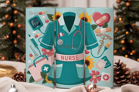 Nurse Tumbler Wrap 20oz Sublimation DesignSVG 