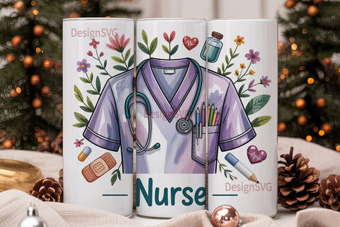 Nurse Tumbler Wrap 20oz Sublimation DesignSVG 