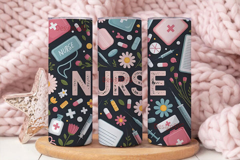 Nurse Tumbler Wrap 20oz Sublimation DesignSVG 