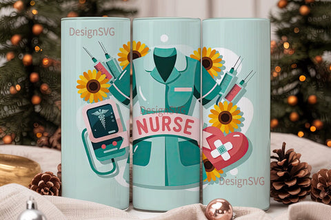 Nurse Tumbler Wrap 20oz Sublimation DesignSVG 