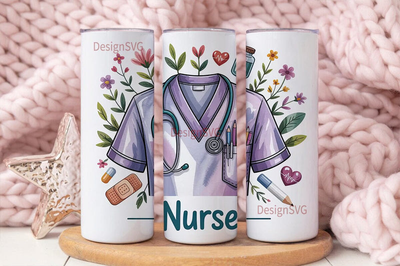 Nurse Tumbler Wrap 20oz Sublimation DesignSVG 