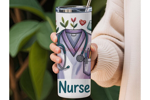 Nurse Tumbler Wrap 20oz Sublimation DesignSVG 