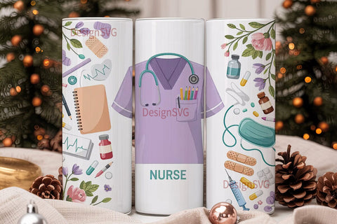 Nurse Tumbler Wrap 20oz Sublimation DesignSVG 