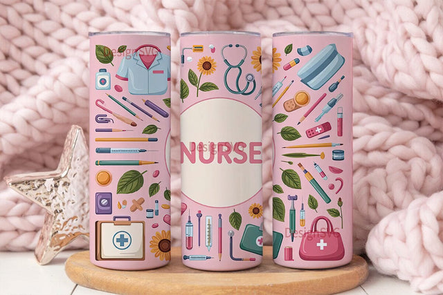 Nurse Tumbler Wrap 20oz Sublimation DesignSVG 